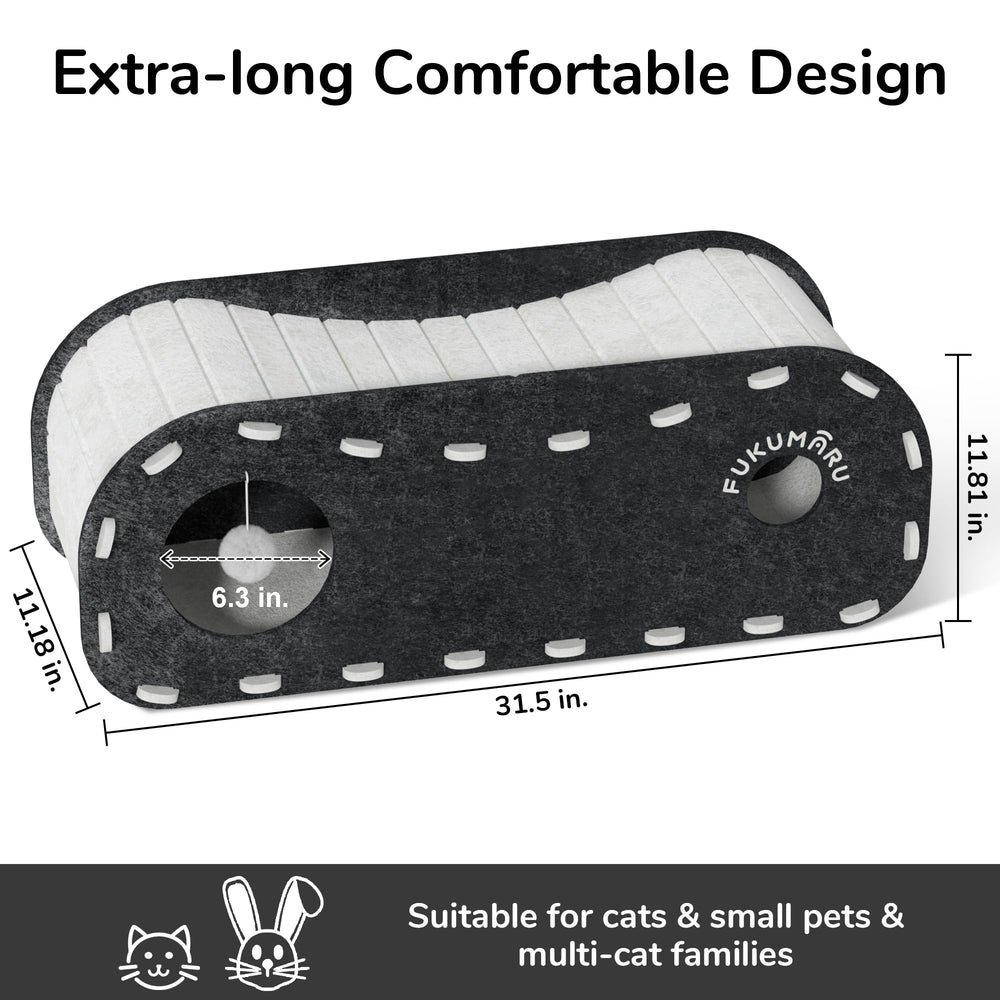 FUKUMARU cat bed fluffy ball hanging demonstrates interactive enrichment during rest