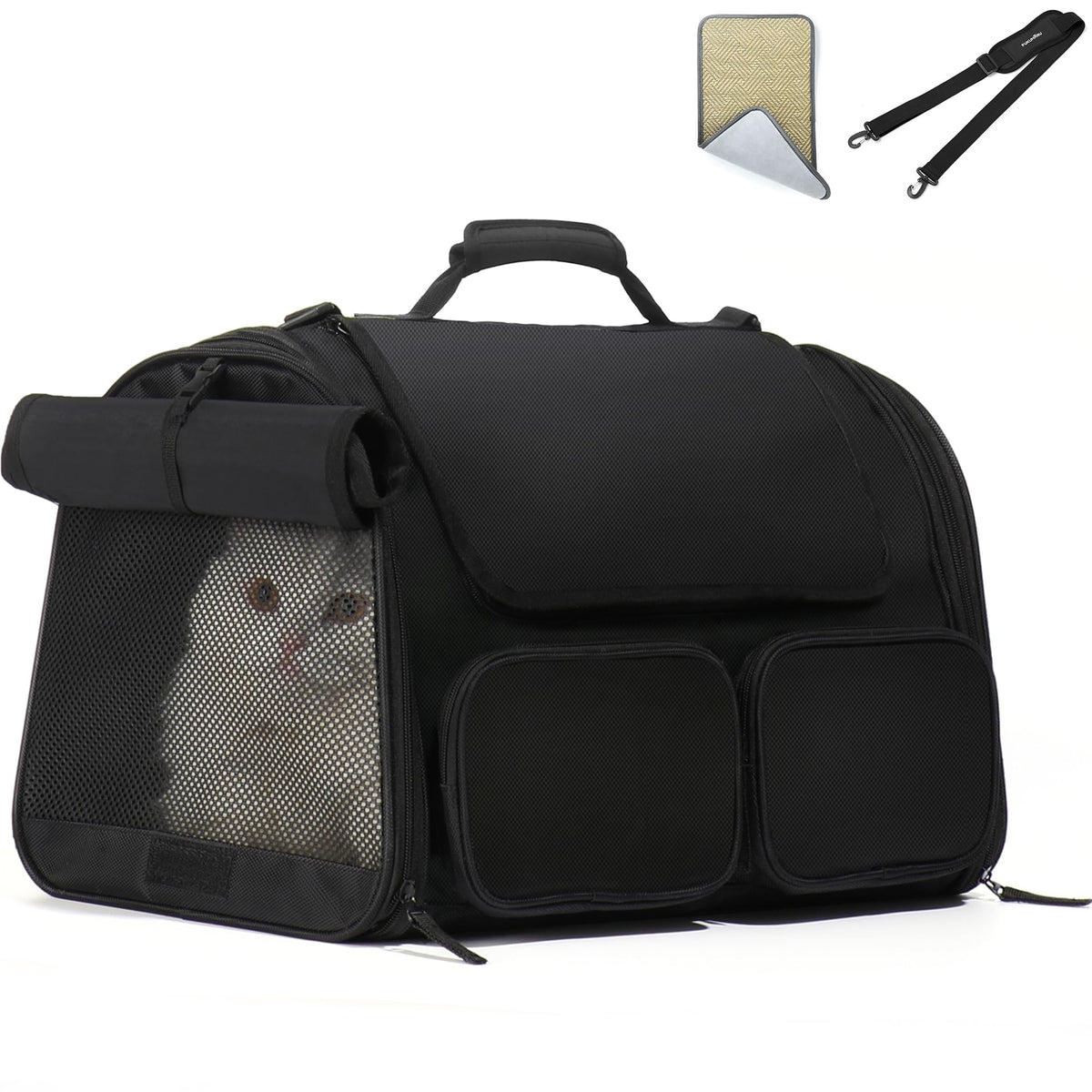 FUKUMARU cat carrier airplane-approved top view for in-seat comfort.