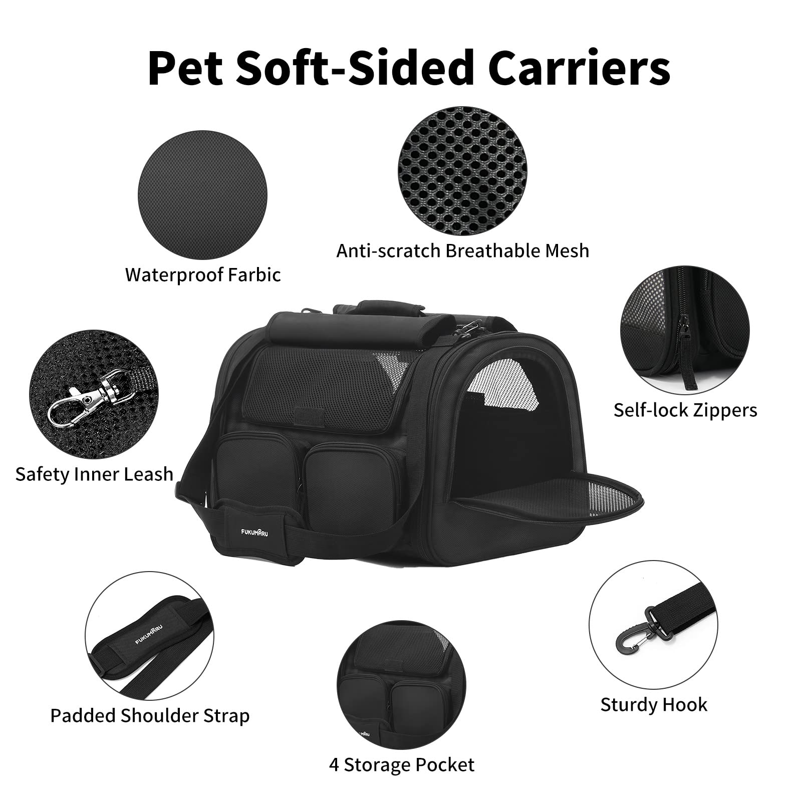 FUKUMARU cat carrier with four pockets for on-the-go essentials.