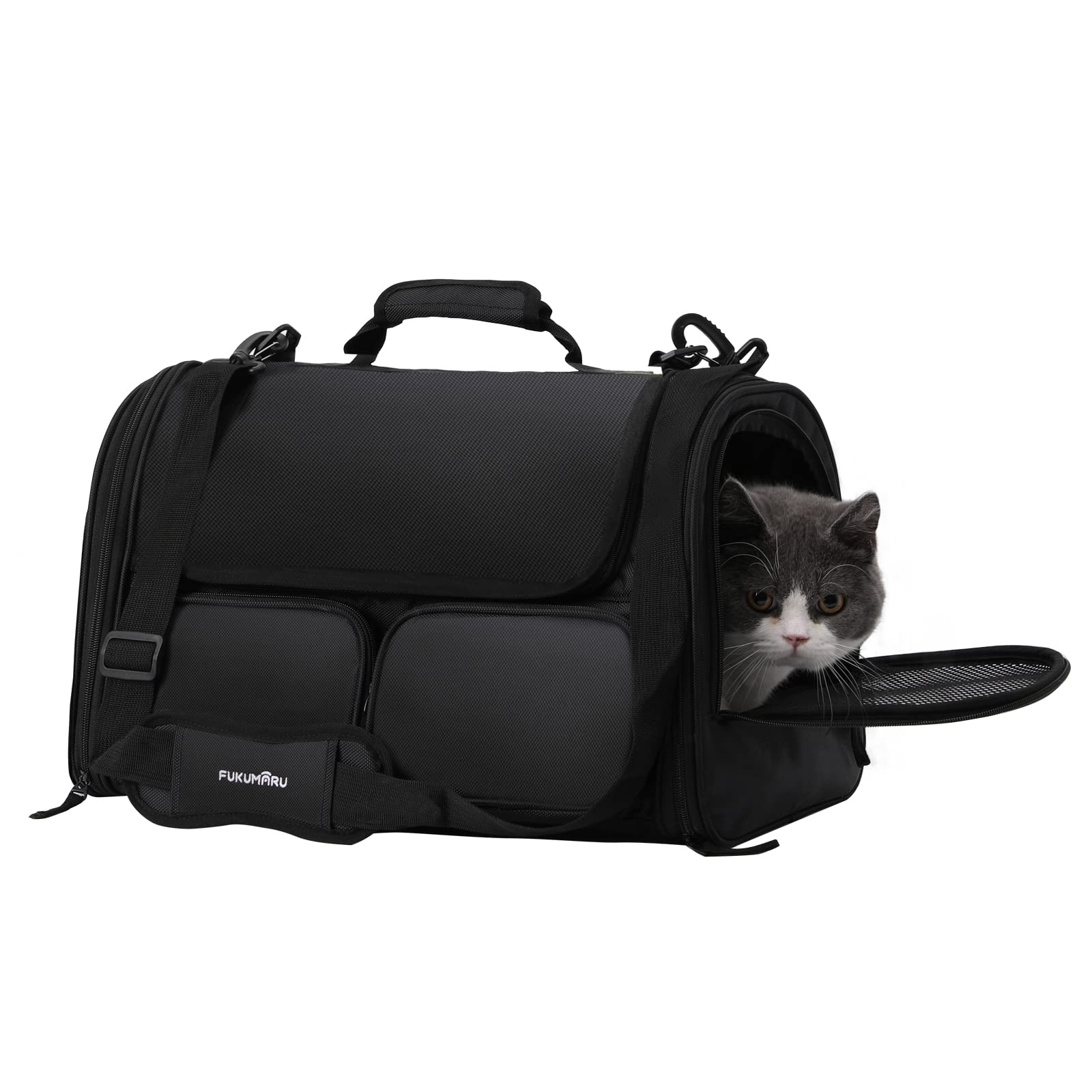 FUKUMARU cat carrier measuring guidelines help pick the right size.