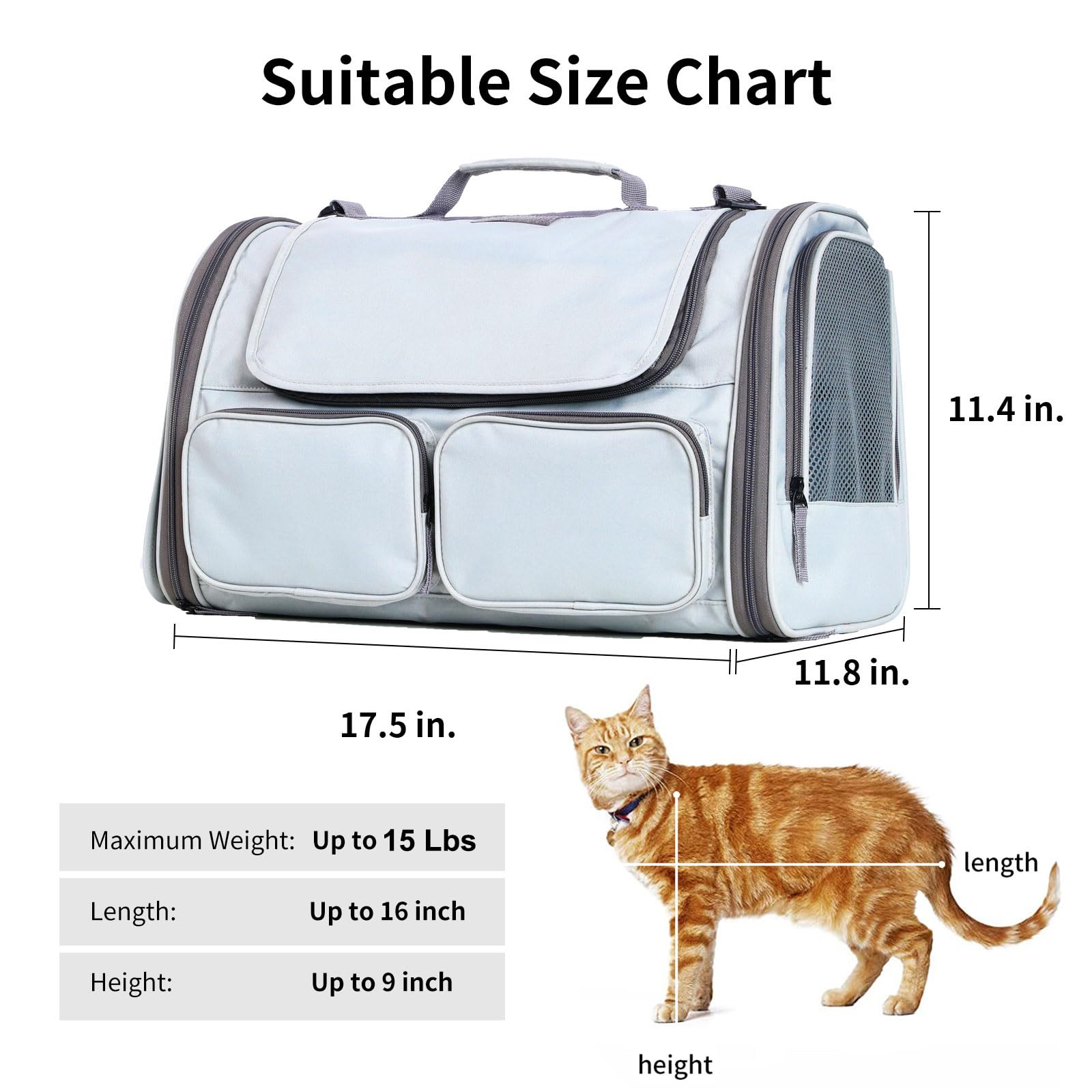 FUKUMARU cat carrier padded shoulder strap eases carrying.