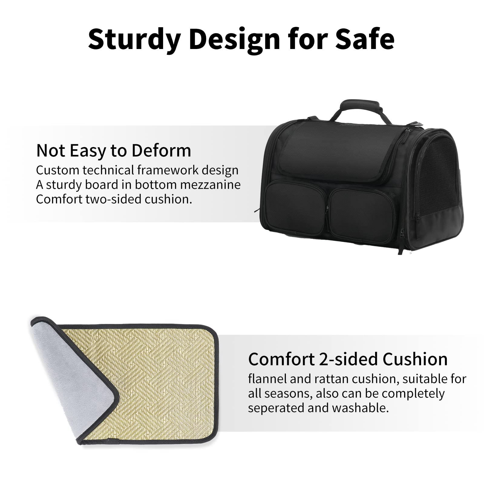 FUKUMARU cat carrier padded shoulder strap reduces carrying strain.