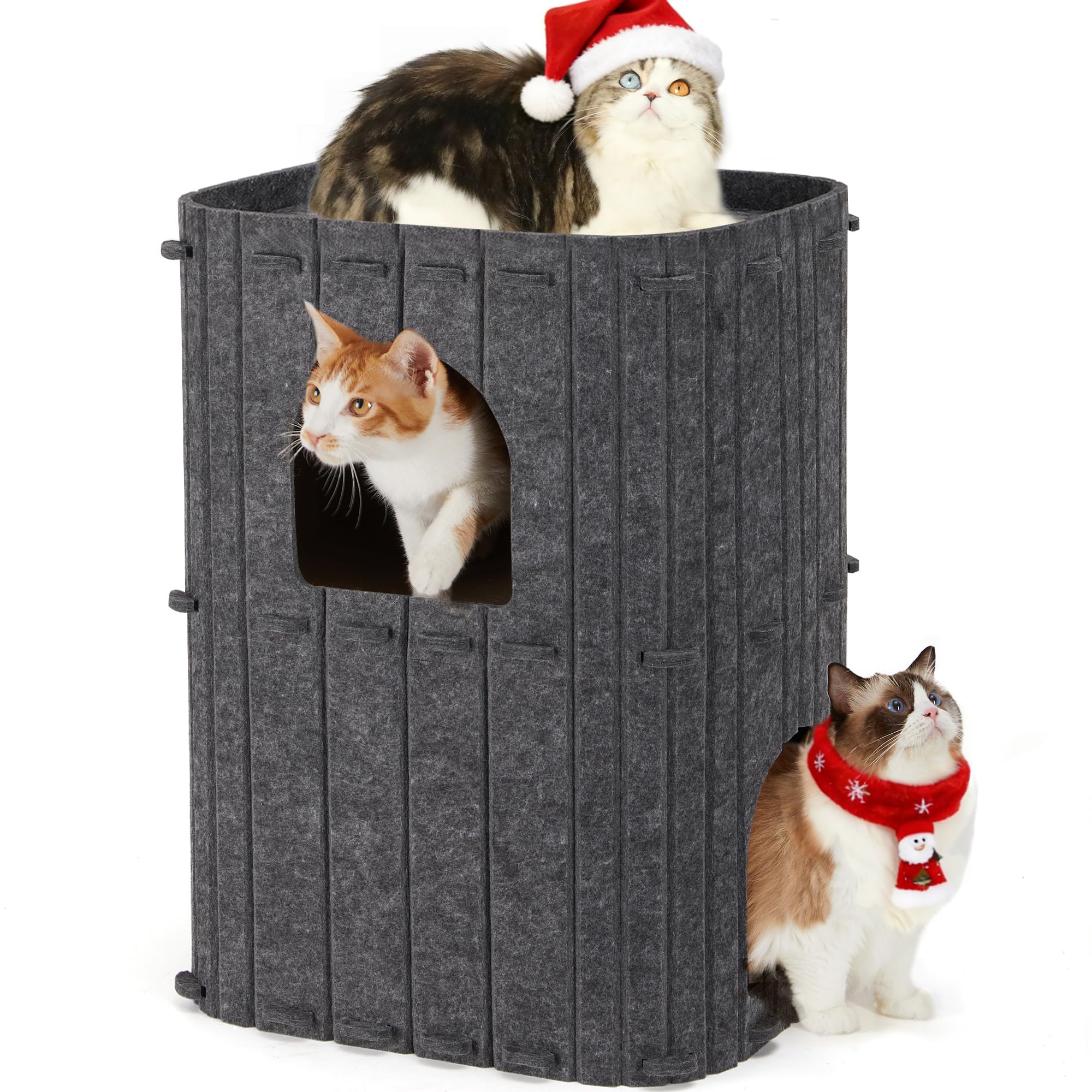 FUKUMARU cat house 2-storey interior for cozy naps and play.