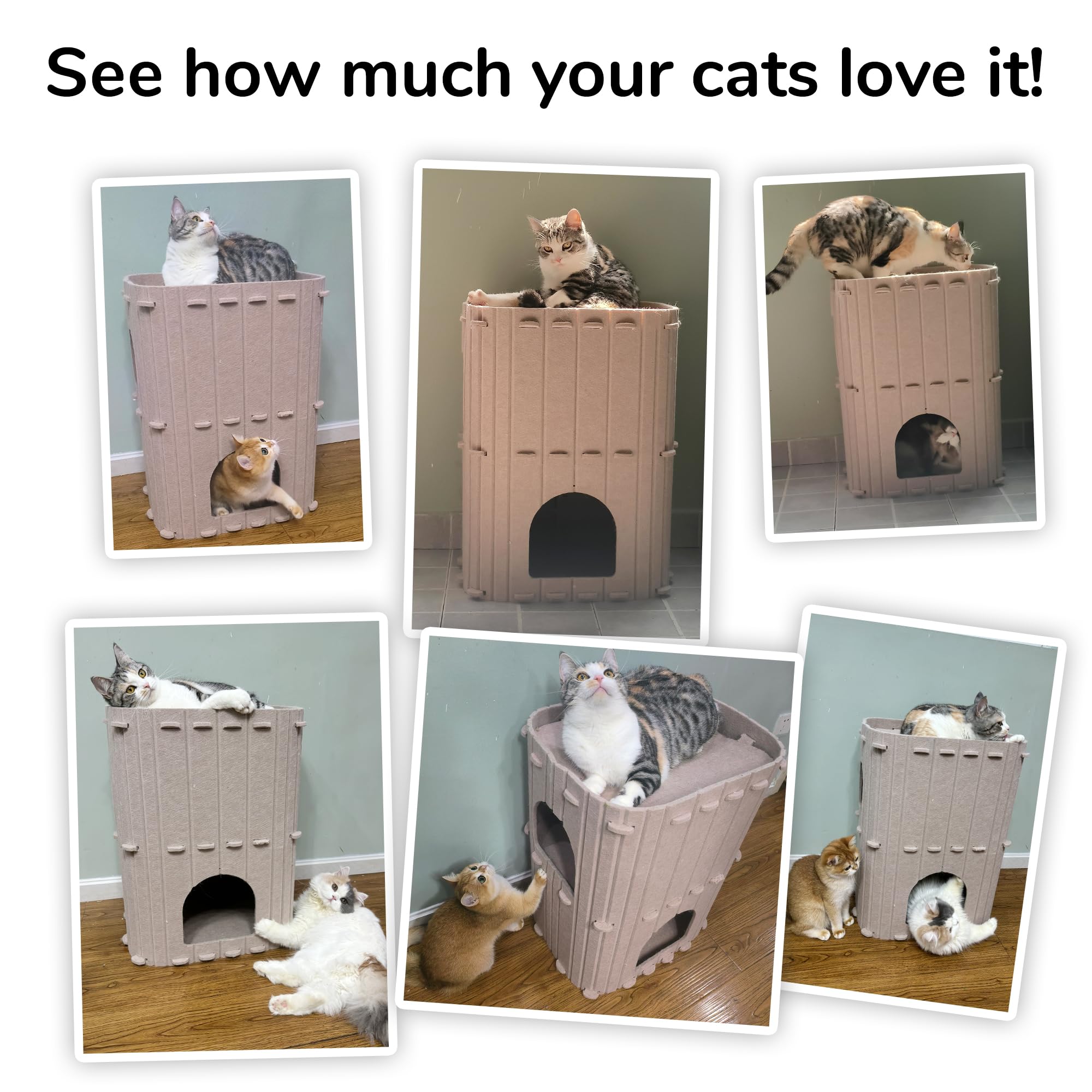 FUKUMARU Cat House beige felt exterior offers warm privacy and insulation