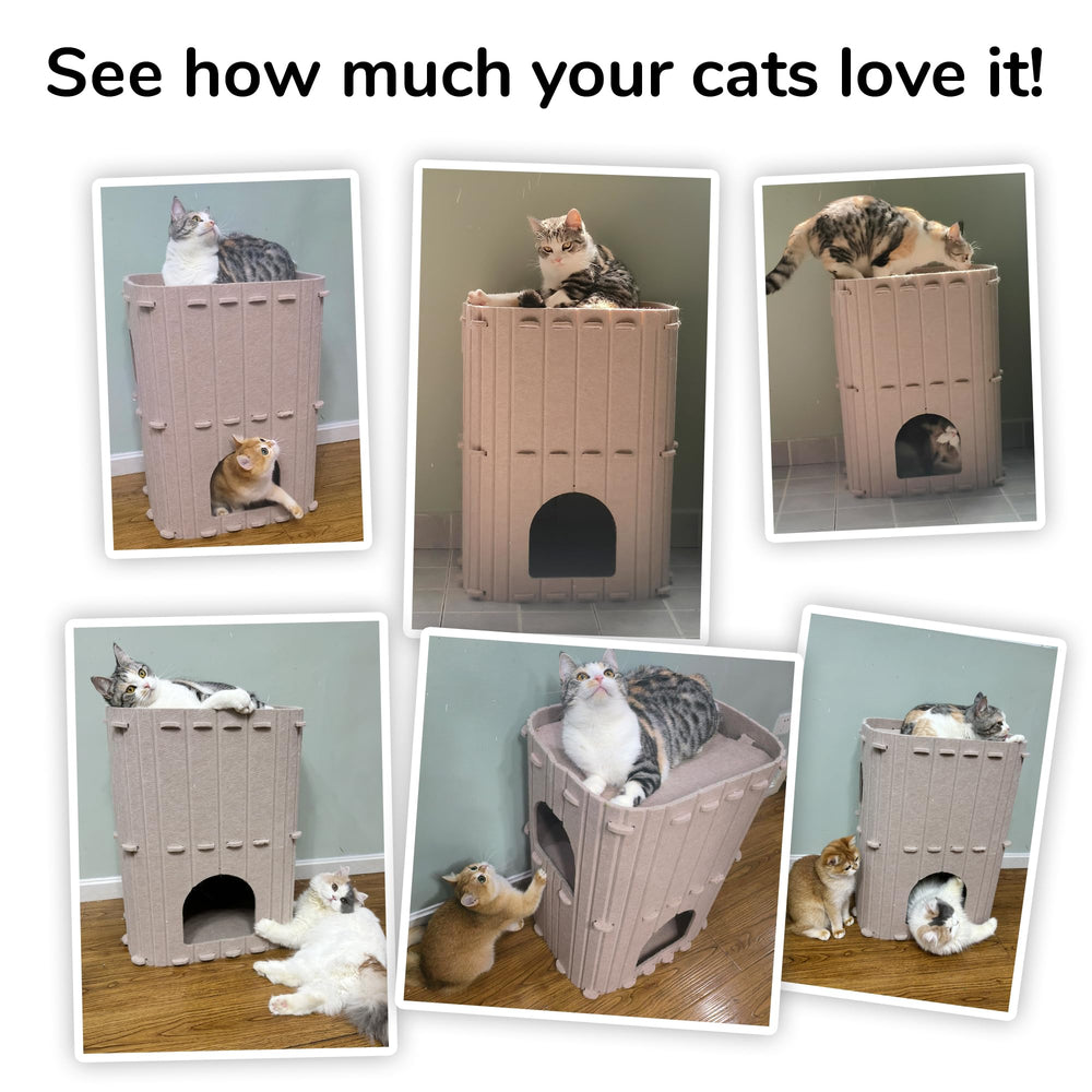 FUKUMARU Cat House beige felt exterior offers warm privacy and insulation
