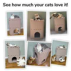 FUKUMARU Cat House beige felt exterior offers warm privacy and insulation