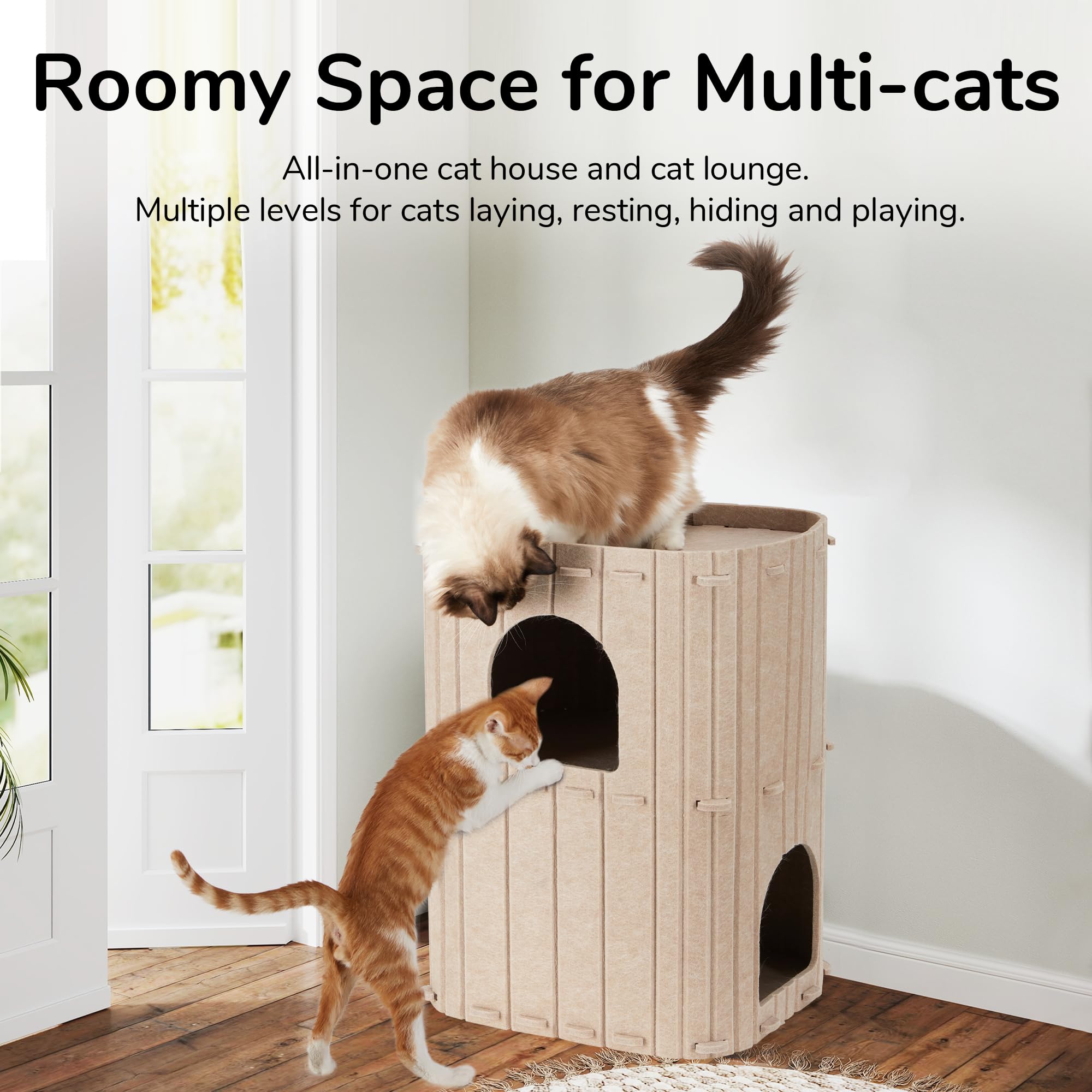 FUKUMARU Cat House dual entrances enable easy access and group play