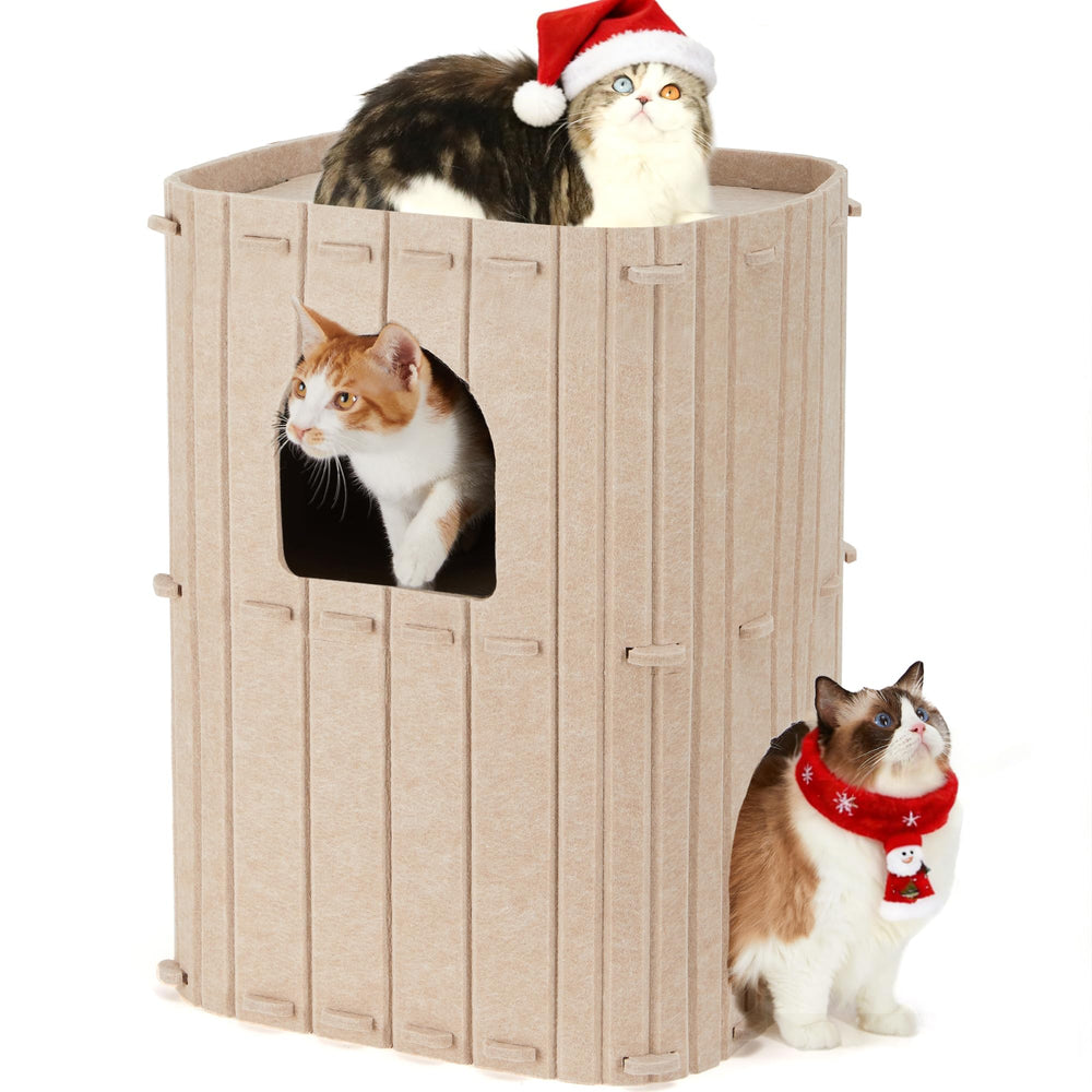 FUKUMARU Cat House front view shows spacious two-storey design for lounging