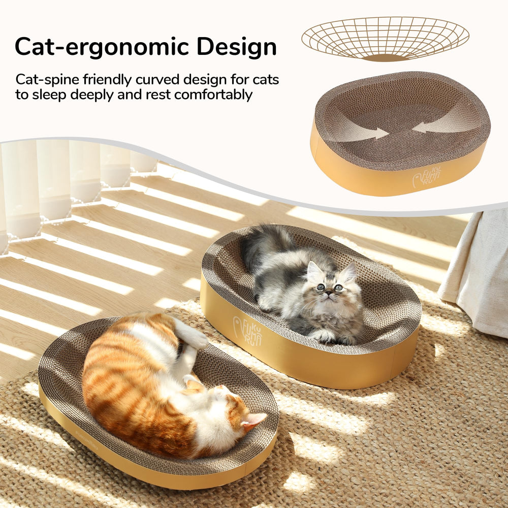 FUKUMARU cat scratcher bed 17.0 x 11.8 inches provides cozy lounging and scratching.