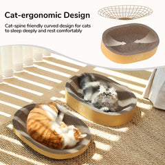 FUKUMARU cat scratcher bed 17.0 x 11.8 inches provides cozy lounging and scratching.