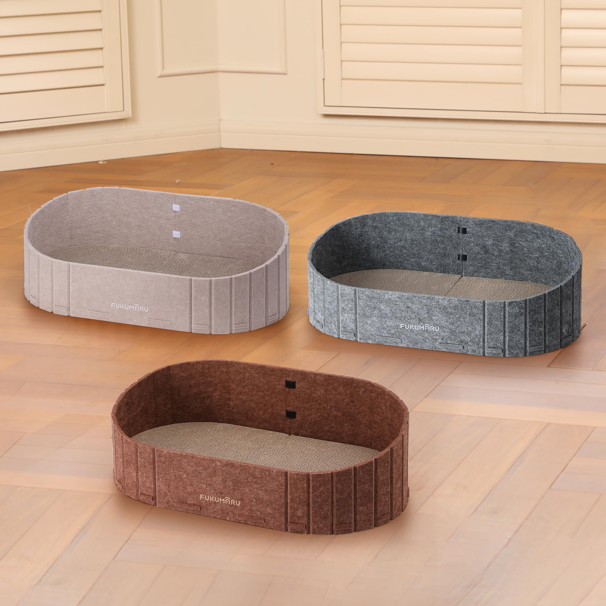FUKUMARU caramel color option blends with modern home decor.