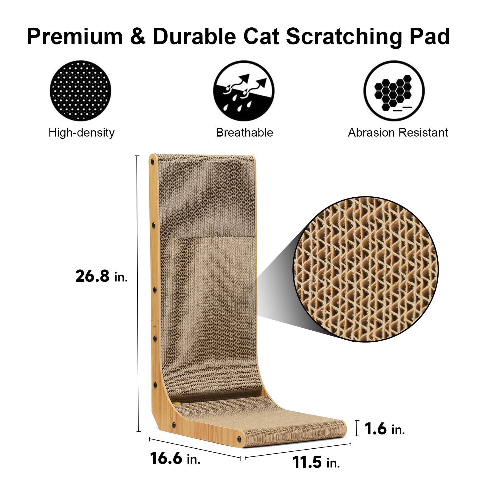 FUKUMARU cat scratcher cardboard texture close-up highlights durable material.