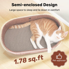 FUKUMARU felt outer layer cat scratcher provides quiet warmth and paw protection.