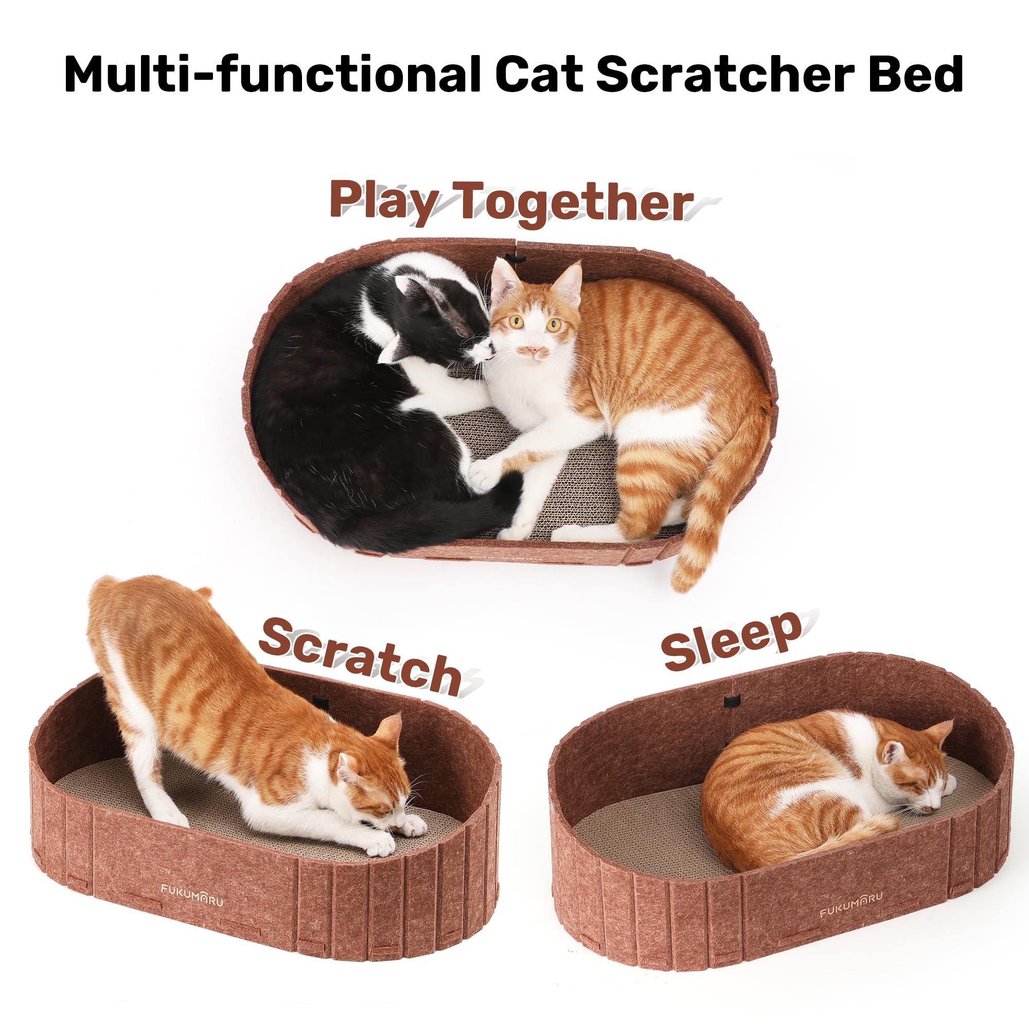 FUKUMARU four-in-one design combines scratching, resting, playing, and hiding.