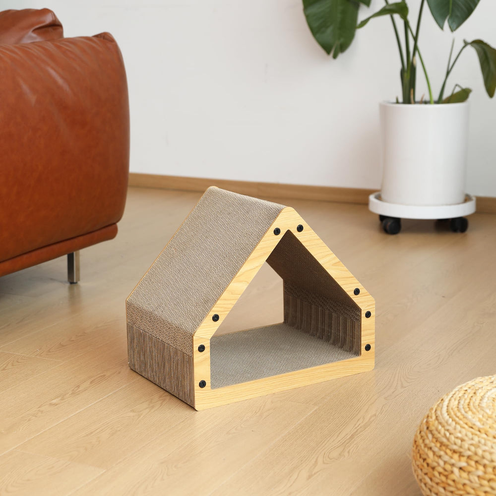 FUKUMARU cat scratcher house doubles as a comfy bed for cats