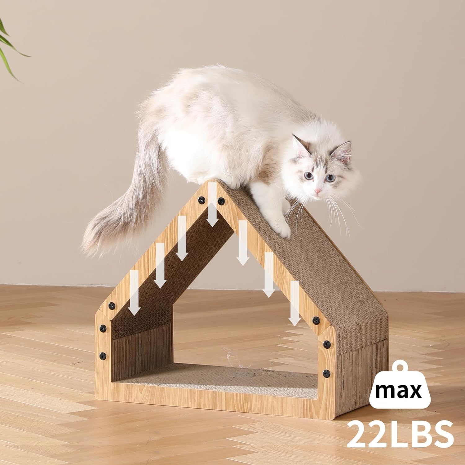 FUKUMARU cat scratcher house supports multiple cats and play