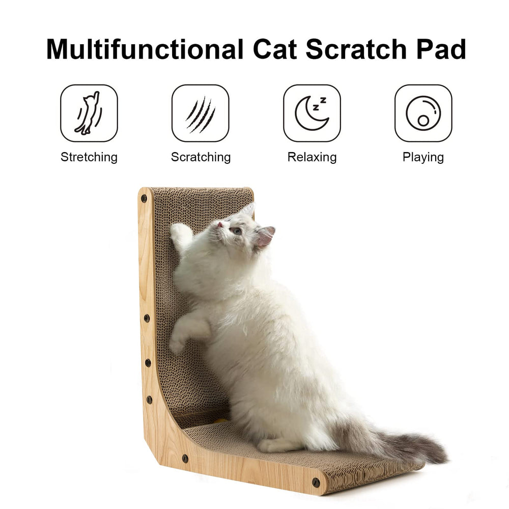 FUKUMARU cat-scratcher-l-shape-design shows compact, space-efficient shape for corner walls.