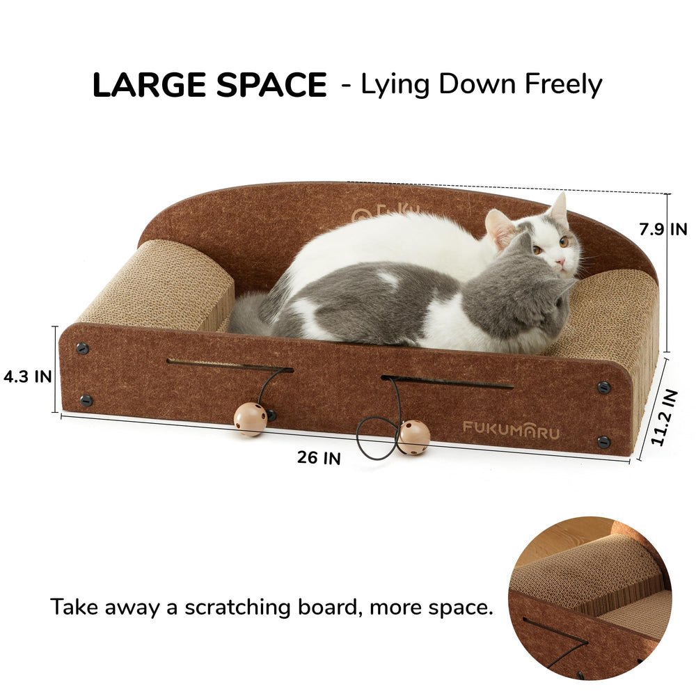 FUKUMARU 26-Inch Cat Scratcher Lounge Bed material closeup reveals corrugated paper.