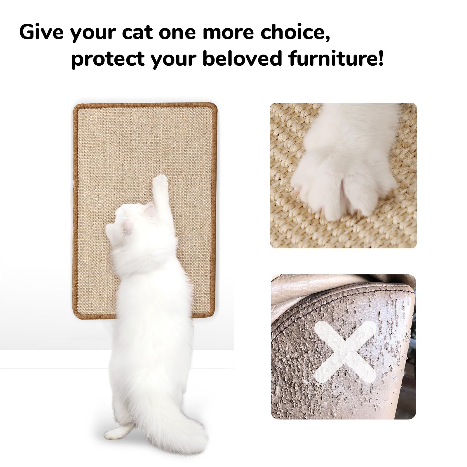 FUKUMARU Cat Scratcher Mat uses 100% natural biodegradable sisal