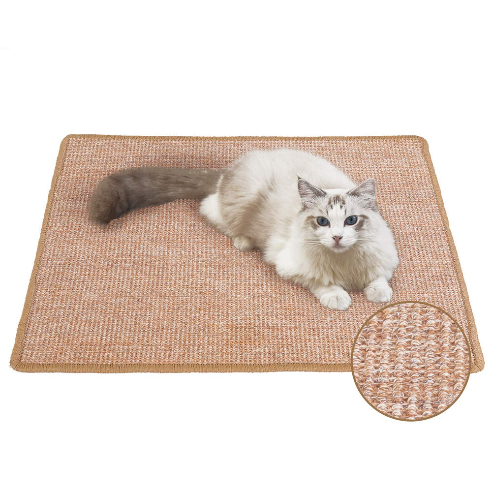 FUKUMARU cat scratcher mat front view showing natural sisal surface ready for scratching.