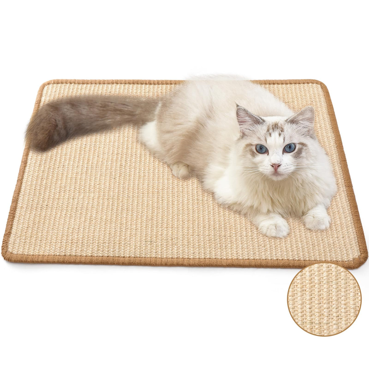 FUKUMARU Cat Scratcher Mat close-up of natural sisal texture for safe scratching