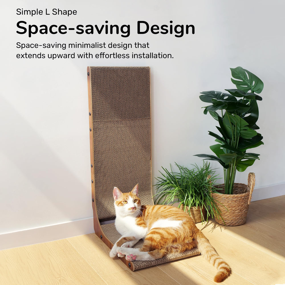 FUKUMARU cat scratcher walnut color front view showcases durable cardboard