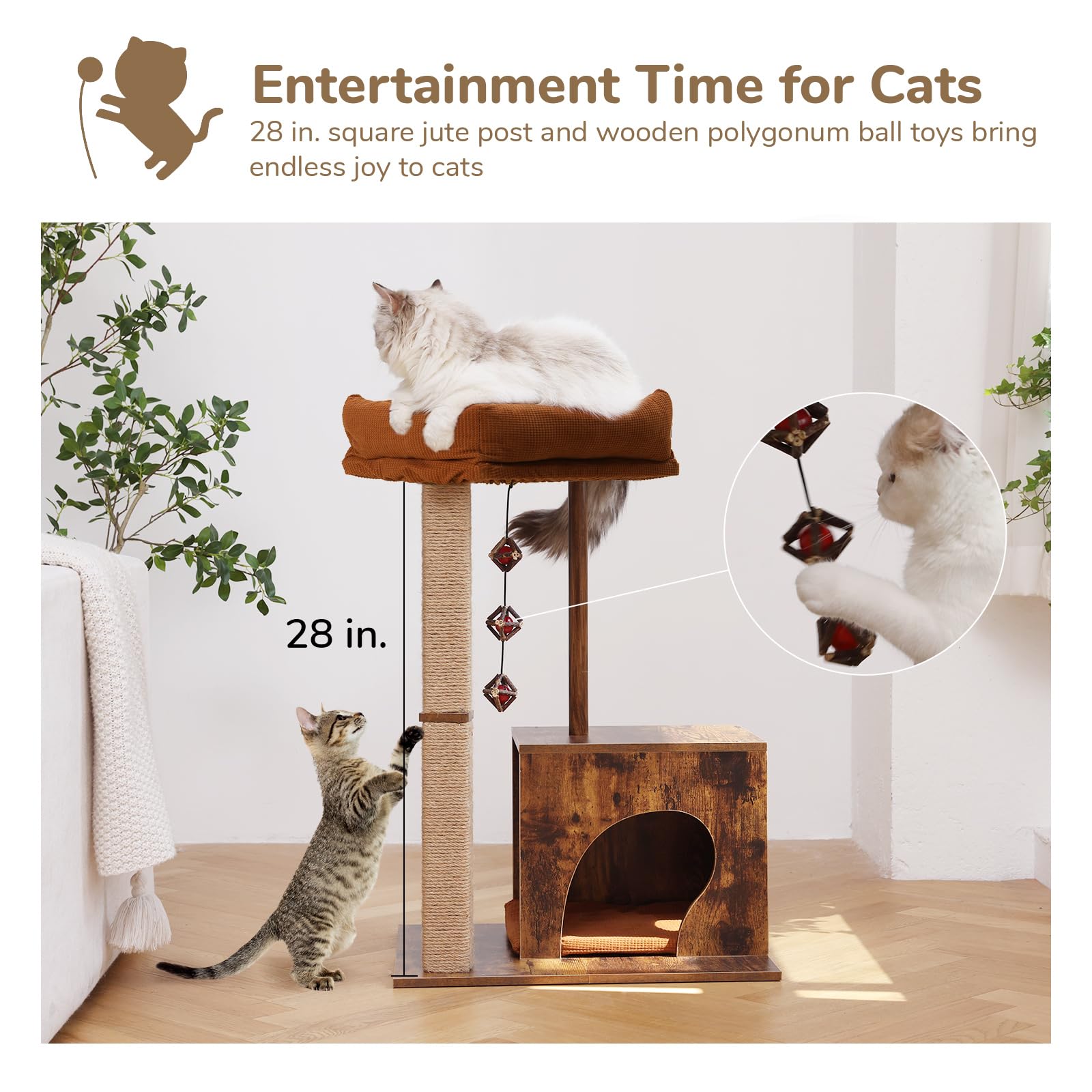FUKUMARU cat-tree anti-slip base pads enhance stability during activity.
