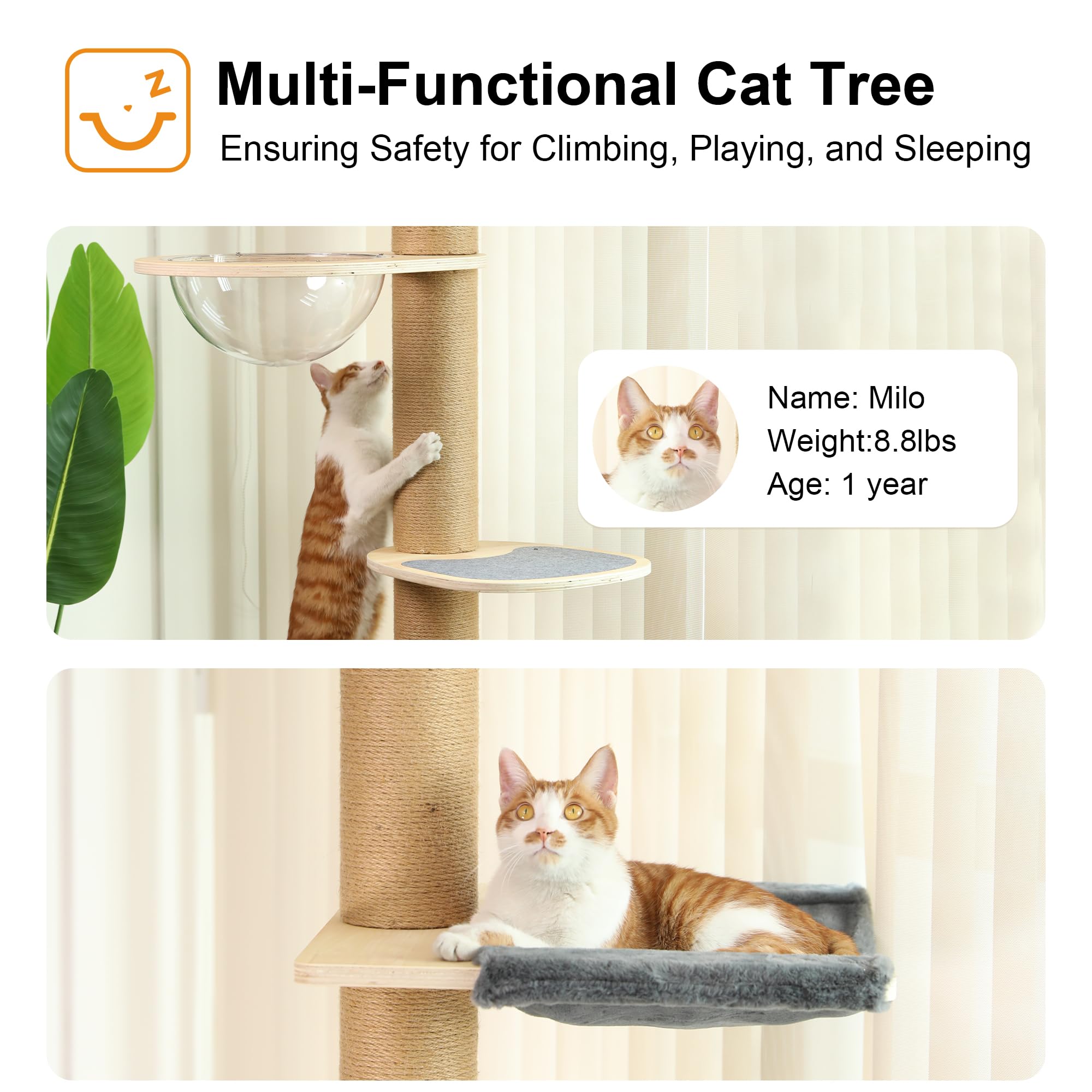 FUKUMARU cat tree with reinforced screws for sturdy stability.