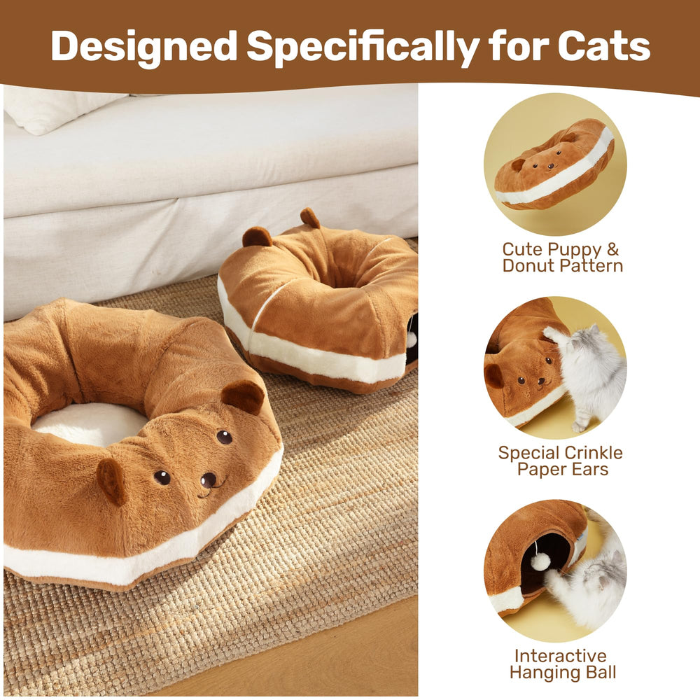 FUKUMARU cat tunnel bed anti slip bottom for stable play on floors