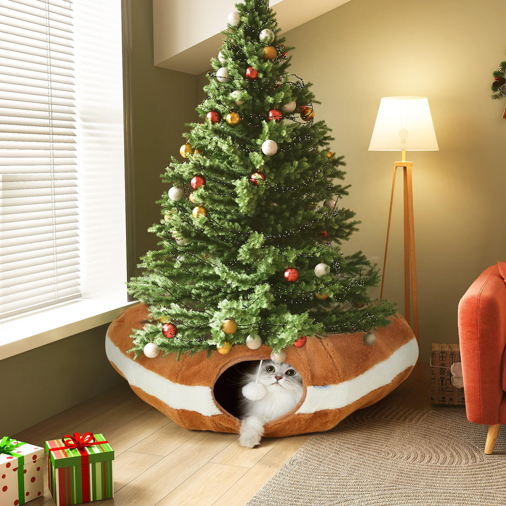 FUKUMARU cat tunnel bed showing crinkle ears for interactive play