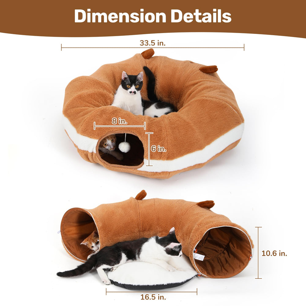 FUKUMARU cat tunnel bed dangling ball toy for active play