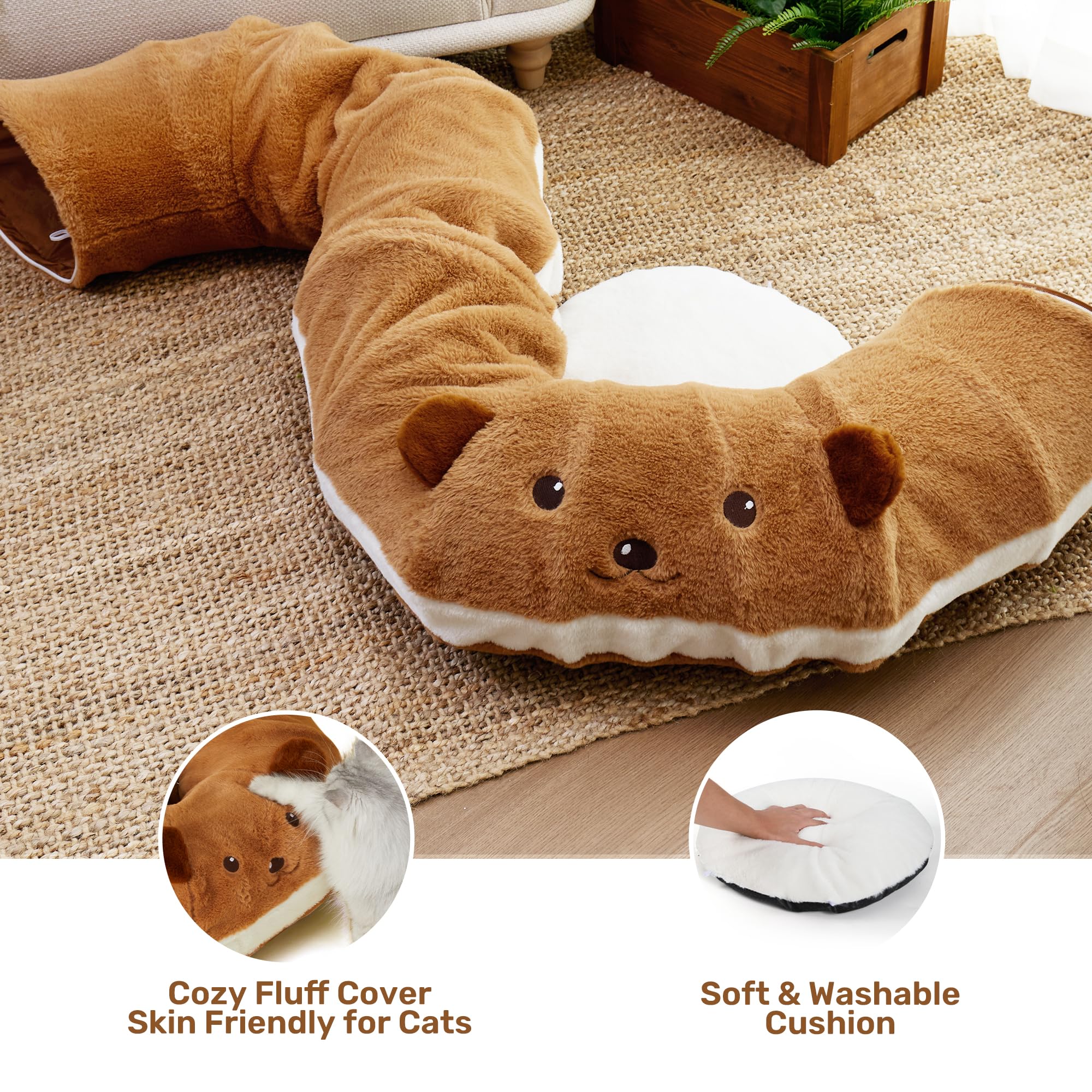 FUKUMARU cat tunnel bed washable cushion for easy cleaning