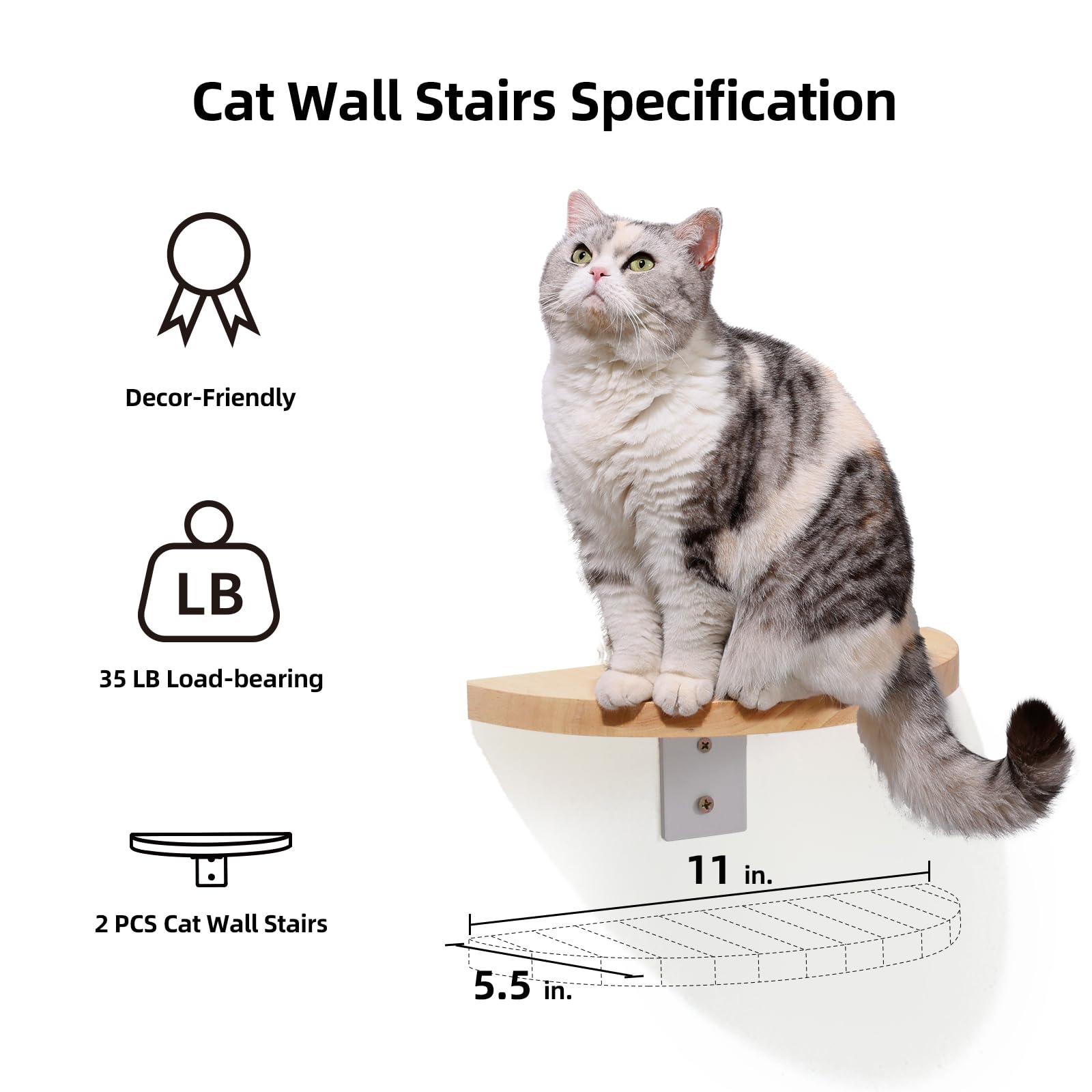 FUKUMARU cat wall installation image shows included tools for quick, hassle-free mounting.