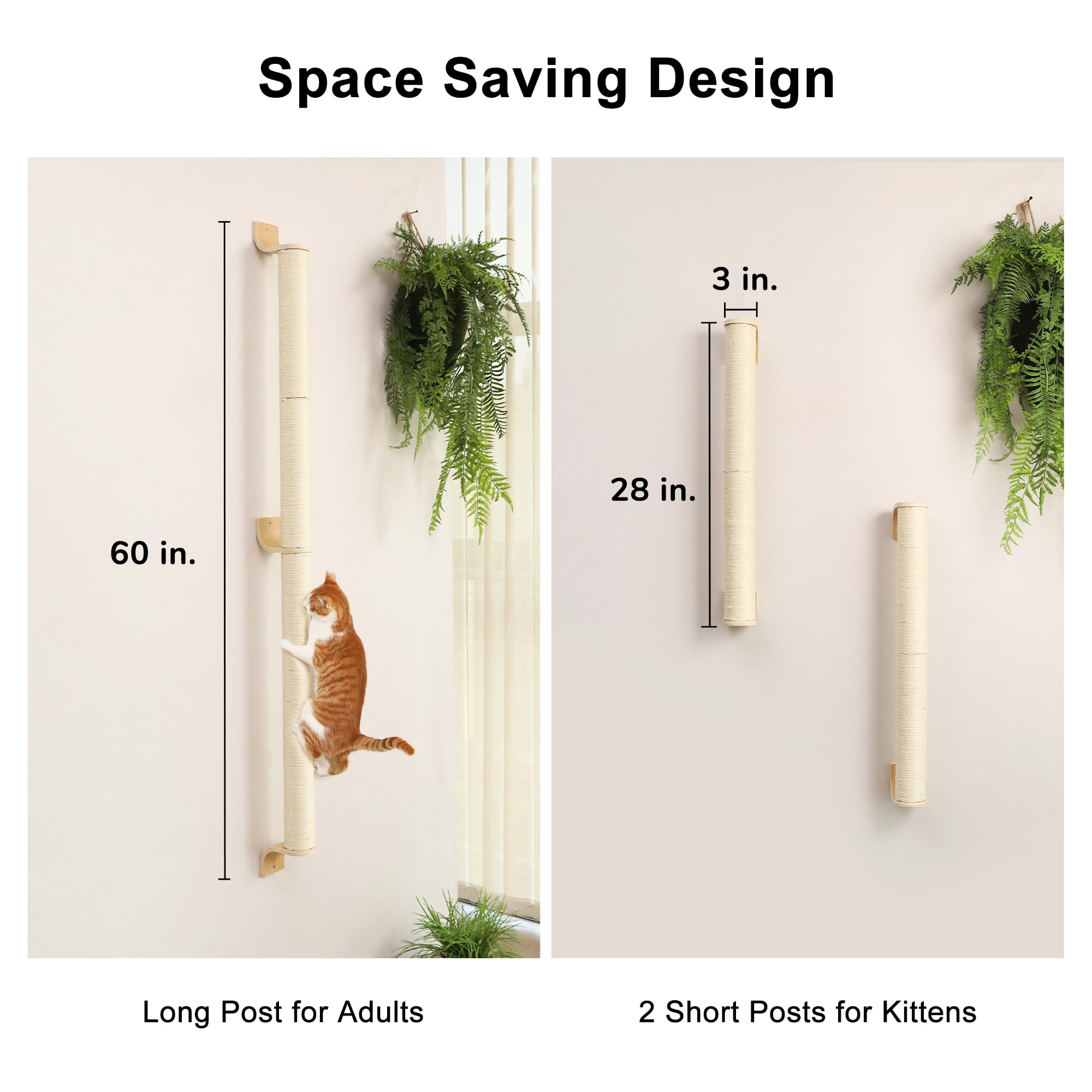 FUKUMARU Cat Wall Scratcher demonstrates space-saving design beside doorway or sofa.