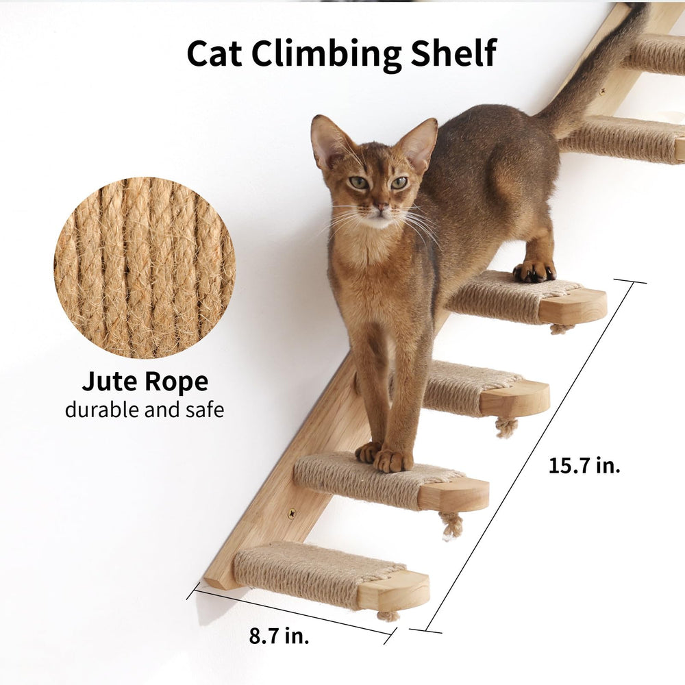 FUKUMARU cat wall shelves 3pack mounted demonstrates space-saving vertical play area.