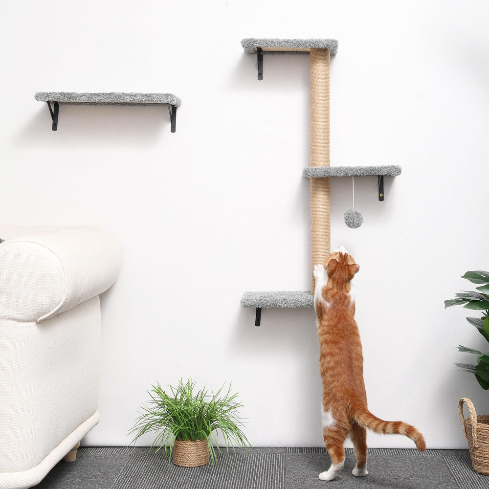 FUKUMARU cat wall shelves decor-light-gray finish blends with room aesthetics