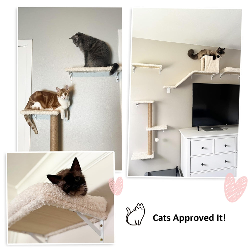 FUKUMARU Cat Wall Shelves drywall 16in setup demonstrates stud-based mounting