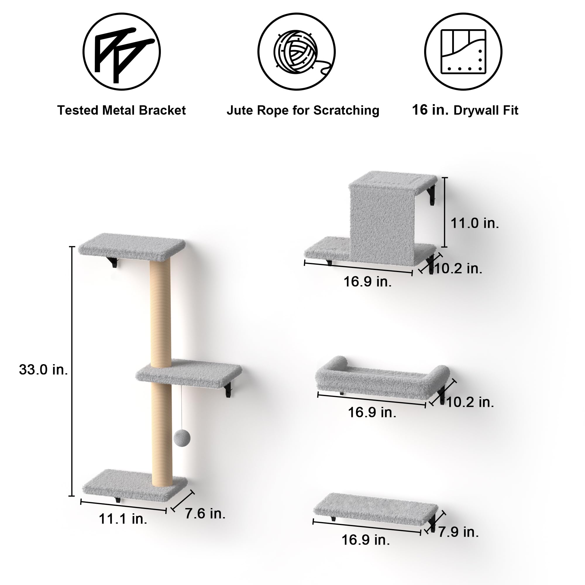 FUKUMARU cat wall shelves drywall-install detail emphasizes sturdy mounting hardware