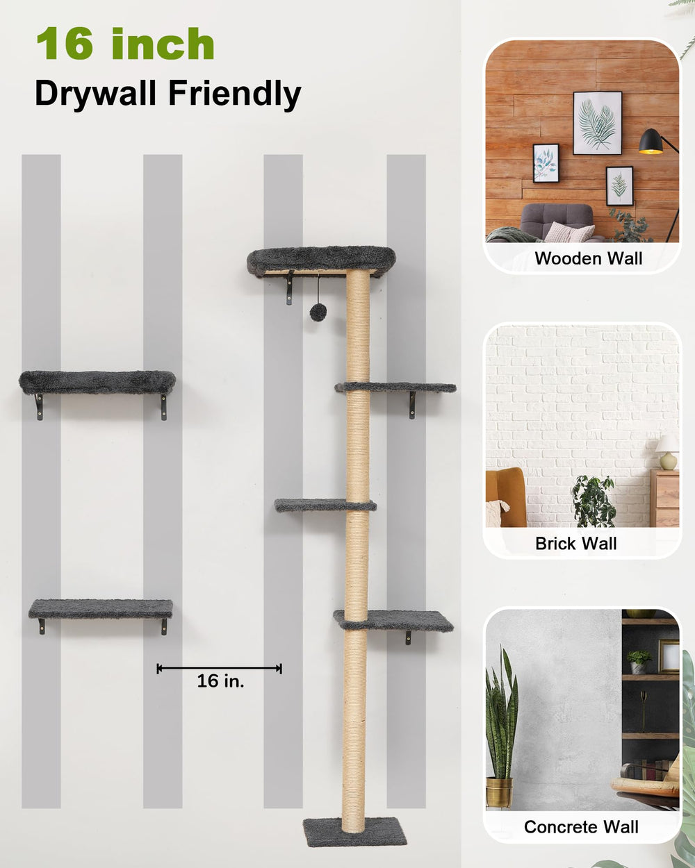 FUKUMARU cat wall shelves gray finish complements modern decor