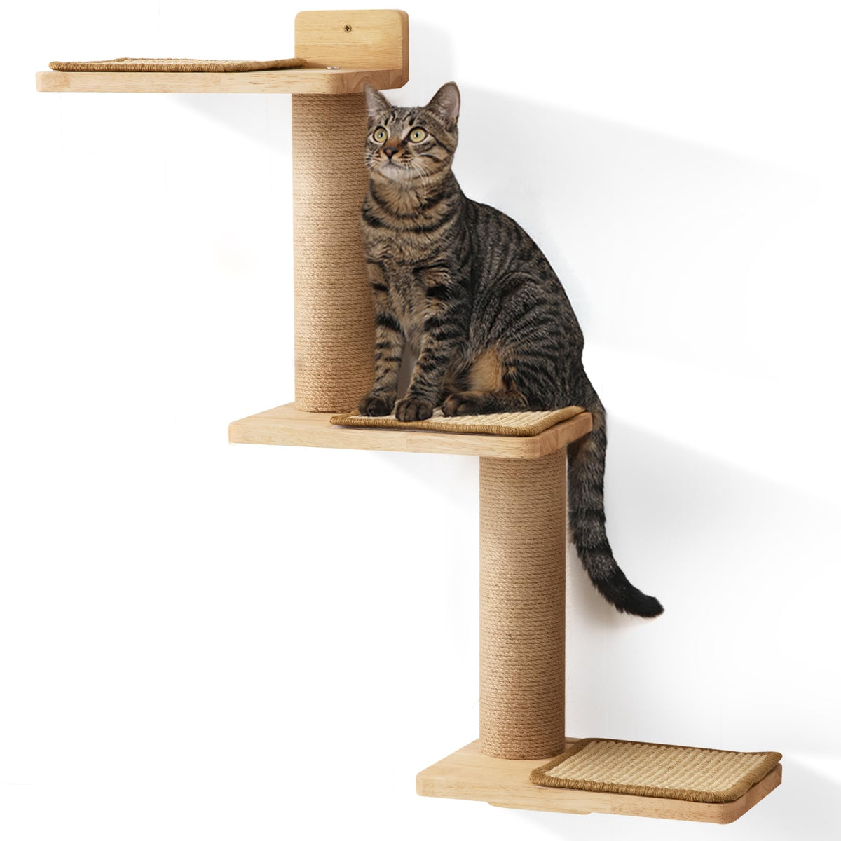 FUKUMARU Cat Wall Shelves left-right transform shows versatile climbing and scratching options.