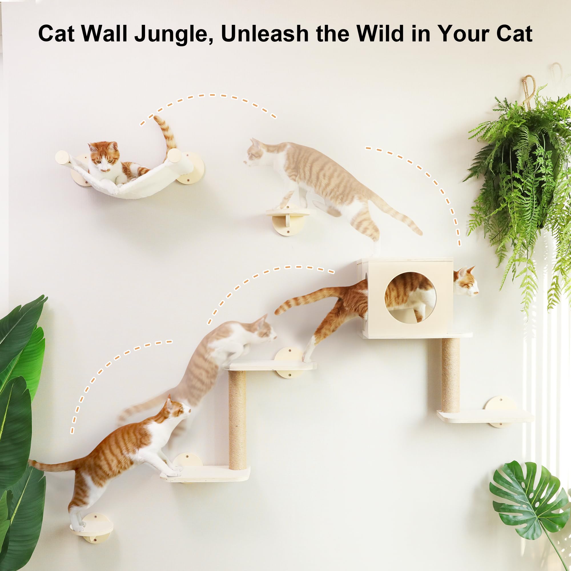 FUKUMARU cat wall shelves scratch post—durable surface for healthy scratching