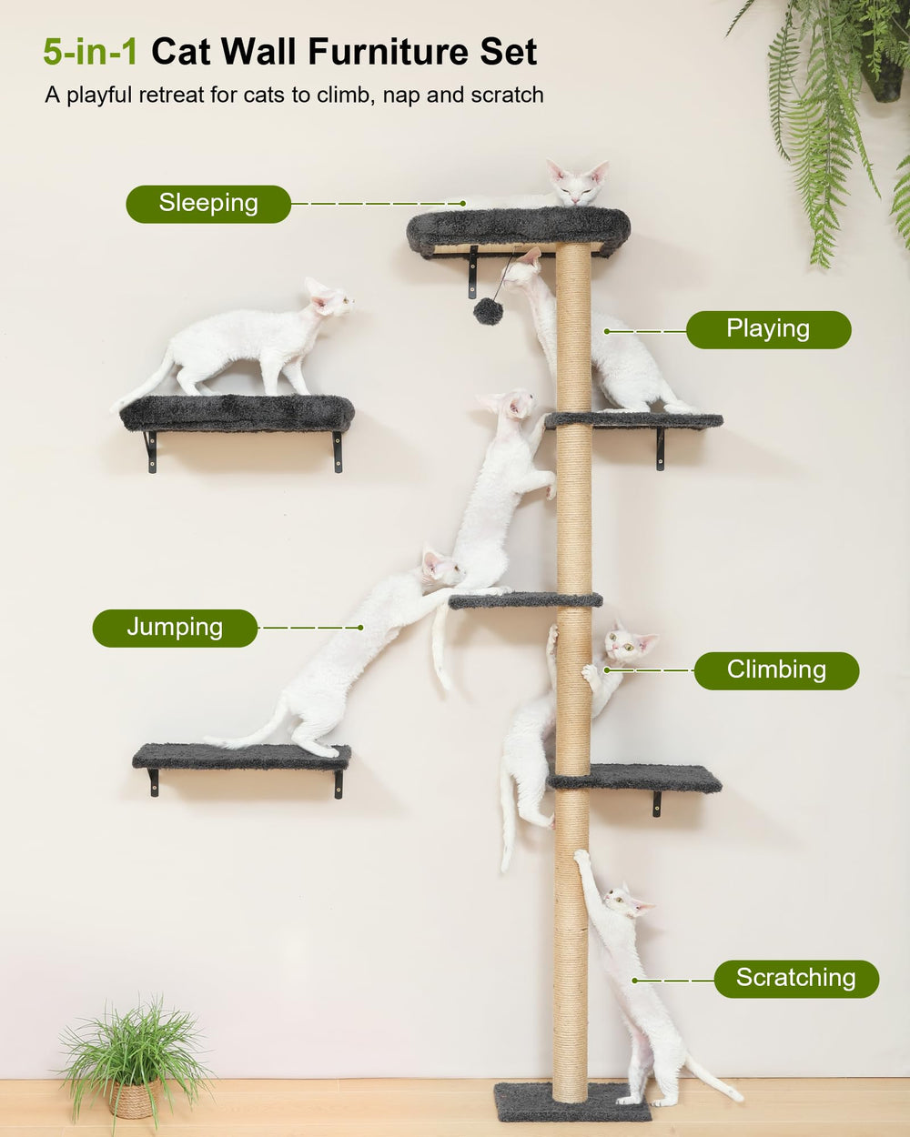 FUKUMARU cat wall shelves soft cushion perch for cozy naps