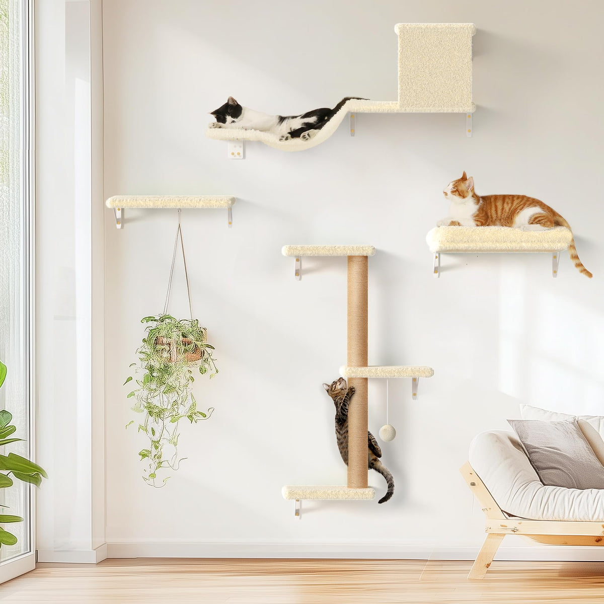 FUKUMARU Cat Wall Shelves show stability and durability for safe vertical play