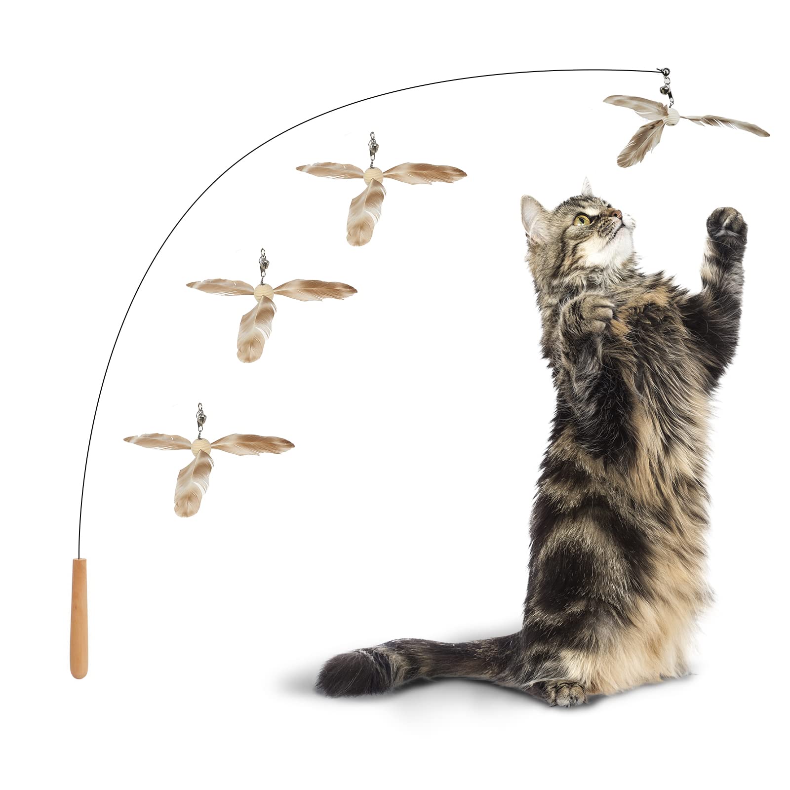 FUKUMARU cat wand toy extended 35 inch captures indoor play and hunting instincts.