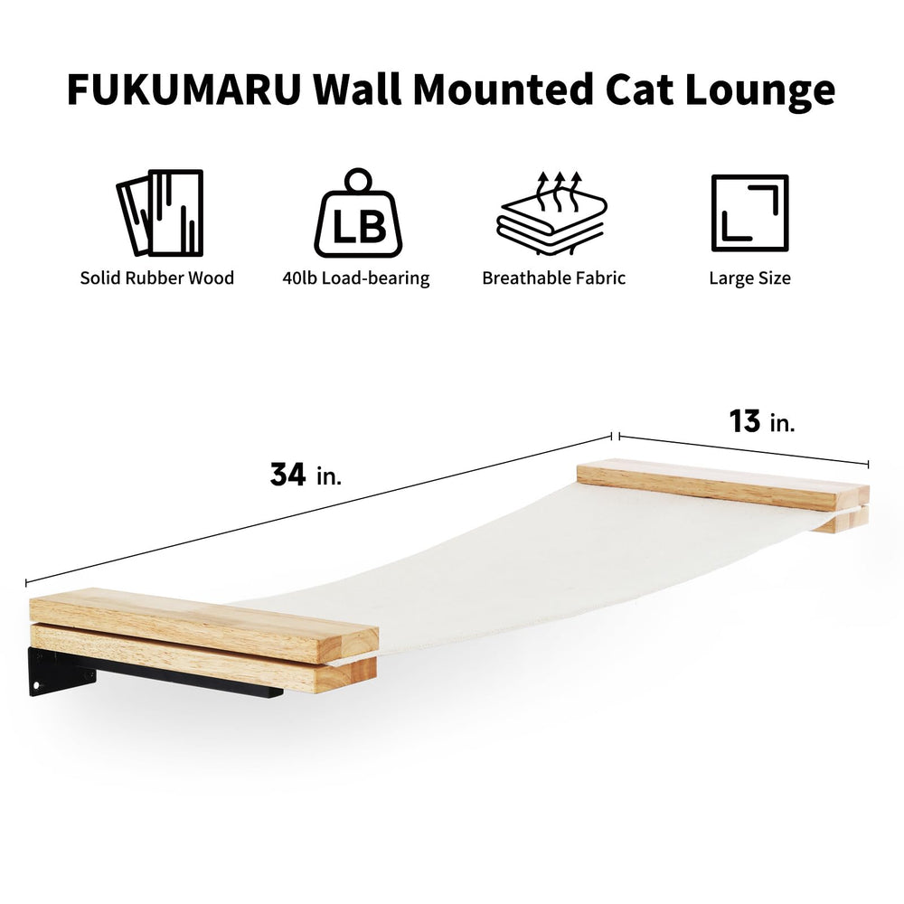 FUKUMARU cat window perch rubberwood highlights sturdy material for sunny naps.