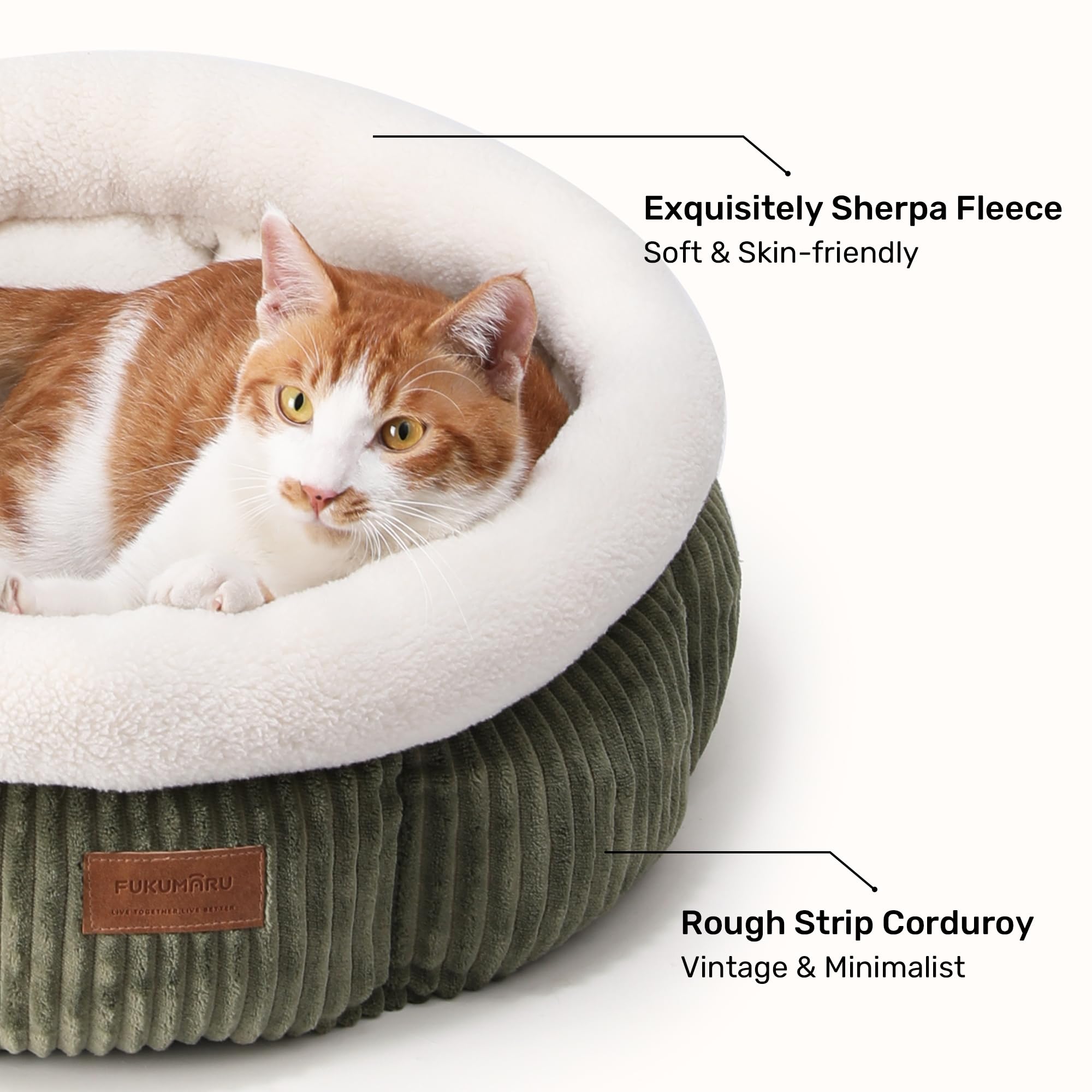 FUKUMARU corduroy round bed anti-slip base keeps bed stable on floors