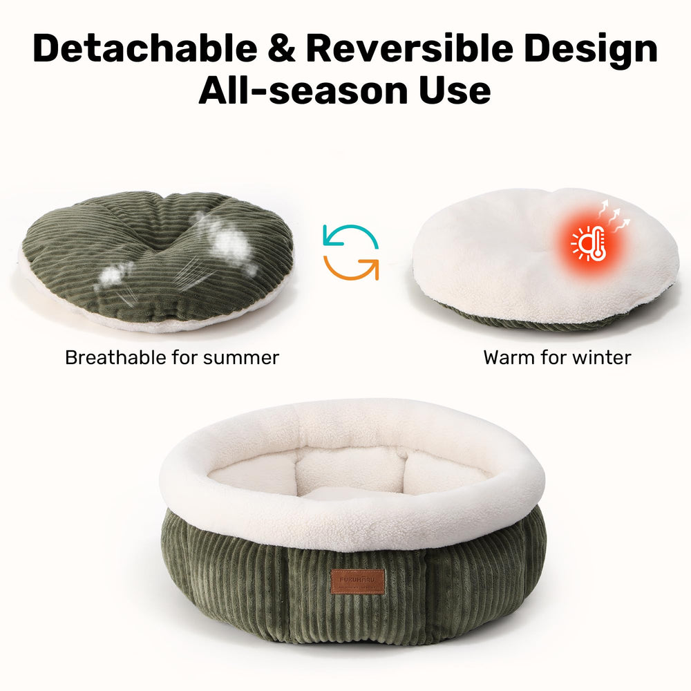 FUKUMARU corduroy round bed cushion removed for easy washing