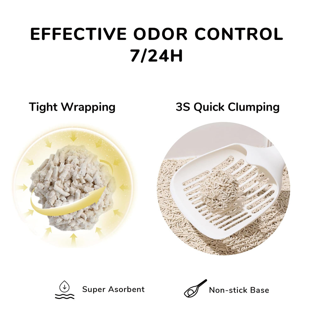 Quick-clumping behavior of FUKUMARU litter aids fast scooping.