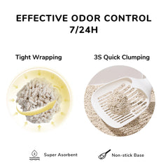 Quick-clumping behavior of FUKUMARU litter aids fast scooping.