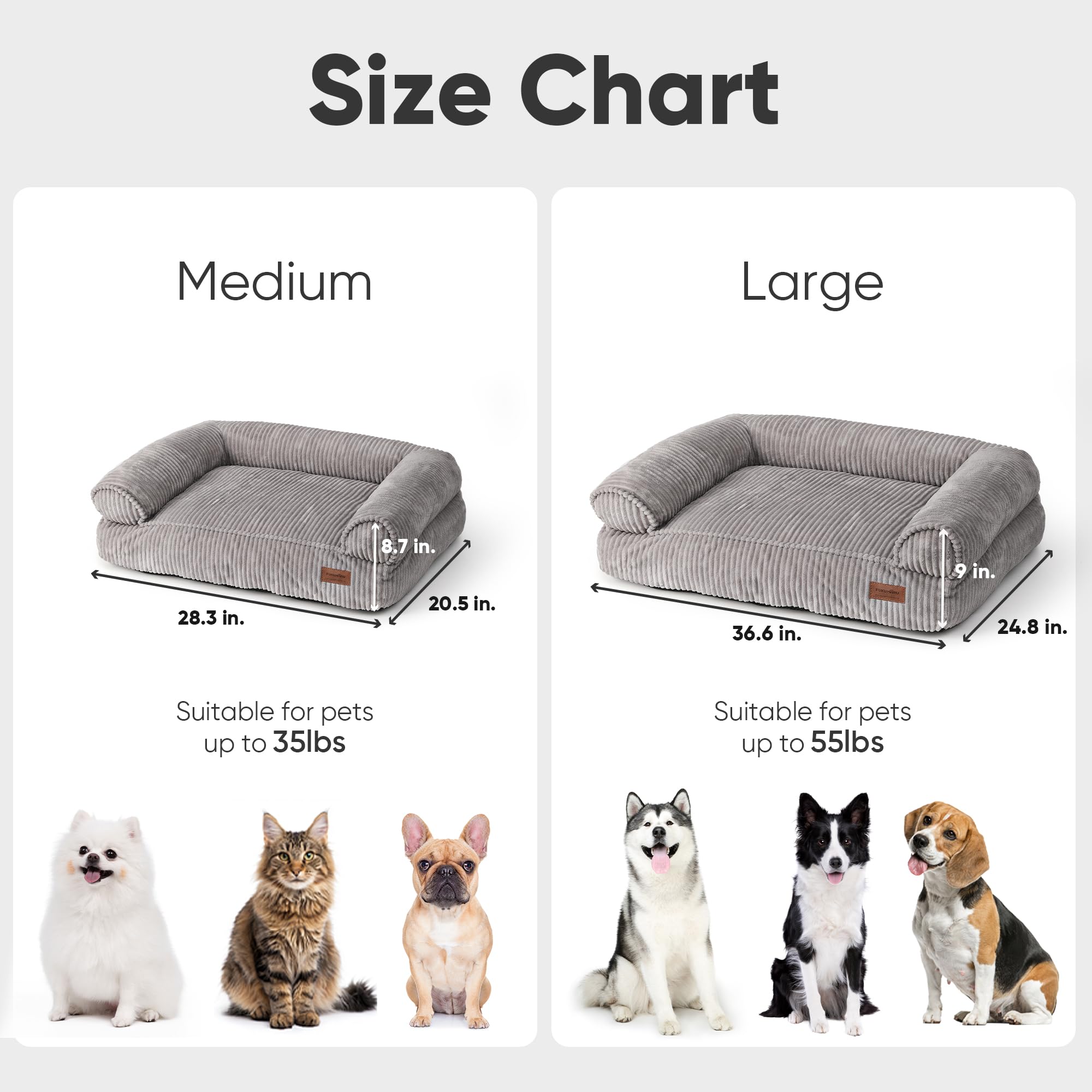 FUKUMARU dog bed large size fits medium dogs for comfortable lounging.